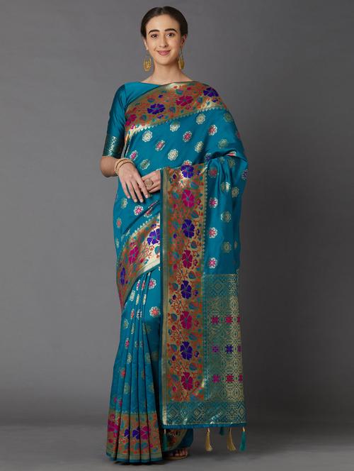 jacquard work banarasi saree - 17515323 - Very Small Image - 1