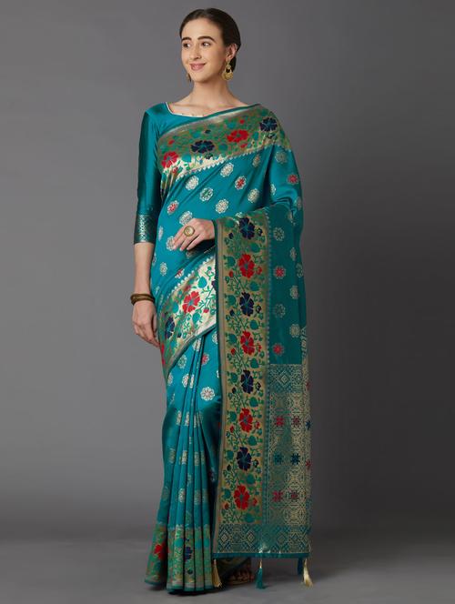 jacquard work banarasi saree - 17515326 - Very Small Image - 1
