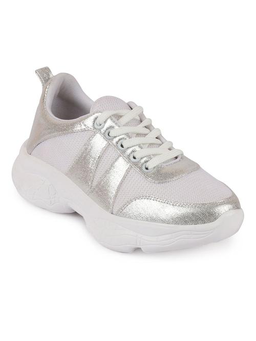 silver synthetic laceup sneakers - 17515402 - Very Small Image - 1