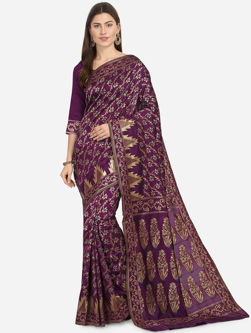 floral banarasi saree with blouse - 17515488 - Very Small Image - 1
