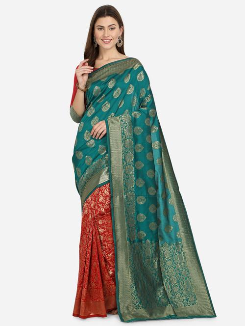 half & half banarasi saree - 17515496 - Very Small Image - 1