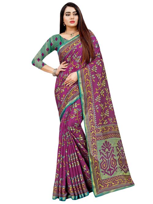 magenta printed saree - 17518142 - Very Small Image - 1