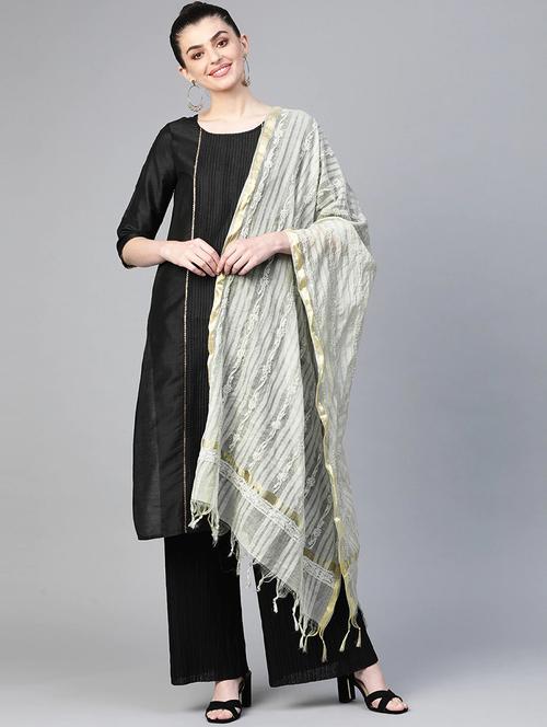 ada hand-embroidered grey chikankari dupatta - 17518254 - Very Small Image - 1