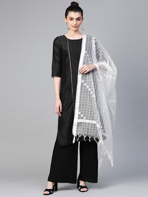ada hand-embroidered white chikankari dupatta - 17518258 - Very Small Image - 1