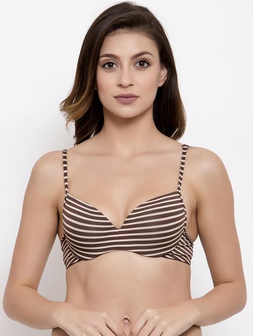 brown polyester push up bra - 17519495 - Very Small Image - 1