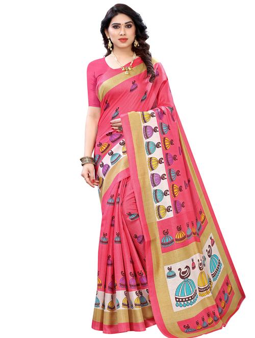 printed bhagalpuri saree with blouse - 17519599 - Very Small Image - 1