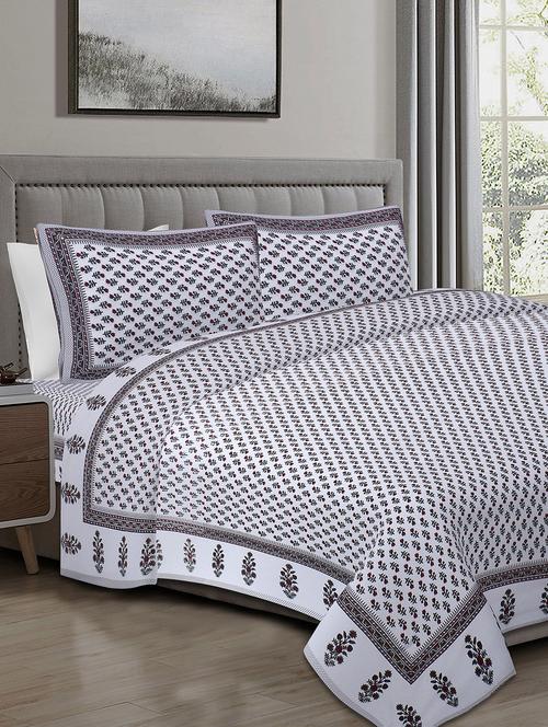 texstylers cotton 220 tc jaipuri rajasthani 108x108 inch super king bedsheet with 2 pillow covers - 17520233 - Very Small Image - 1