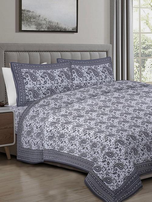 texstylers cotton 220 tc jaipuri rajasthani 108x108 inch super king bedsheet with 2 pillow covers - 17520234 - Very Small Image - 1