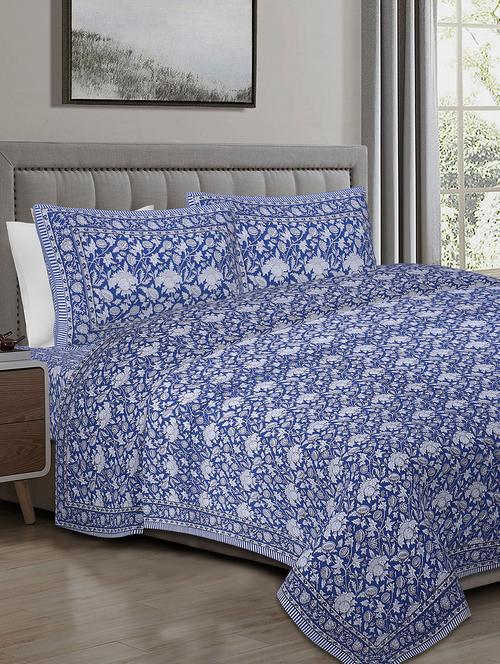 texstylers cotton 220 tc jaipuri rajasthani 108x108 inch super king bedsheet with 2 pillow covers - 17520237 - Very Small Image - 1