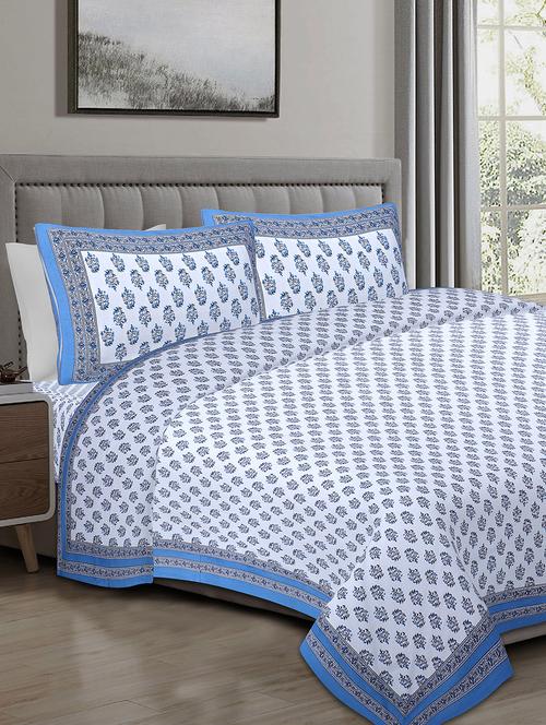 texstylers cotton 220 tc jaipuri rajasthani 108x108 inch super king bedsheet with 2 pillow covers - 17520269 - Very Small Image - 1