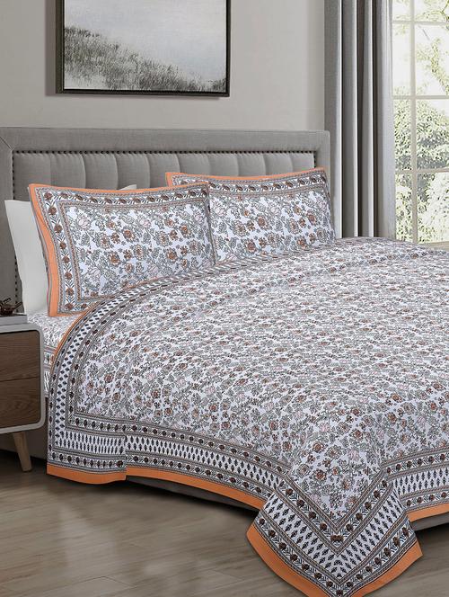 texstylers cotton 220 tc jaipuri rajasthani 108x108 inch super king bedsheet with 2 pillow covers - 17520275 - Very Small Image - 1