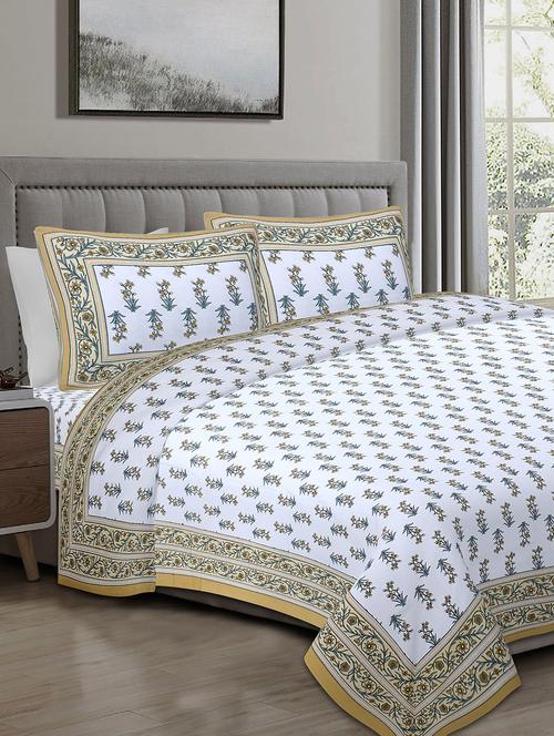texstylers cotton 220 tc jaipuri rajasthani 108x108 inch super king bedsheet with 2 pillow covers - 17520277 - Very Small Image - 1