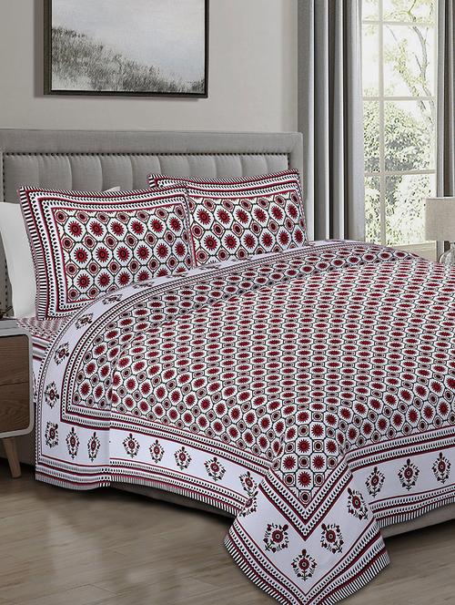 texstylers cotton 220 tc jaipuri rajasthani 108x108 inch super king bedsheet with 2 pillow covers - 17520285 - Very Small Image - 1