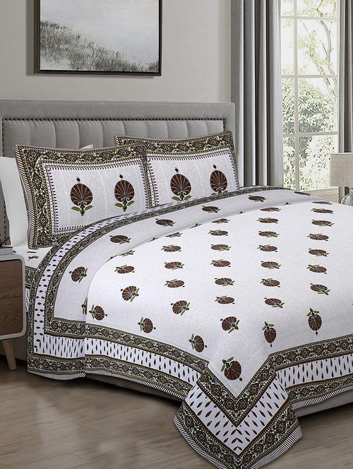 texstylers cotton 220 tc jaipuri rajasthani 108x108 inch super king bedsheet with 2 pillow covers - 17520286 - Very Small Image - 1