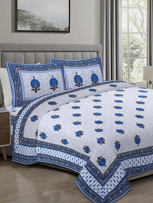 texstylers cotton 220 tc jaipuri rajasthani 108x108 inch super king bedsheet with 2 pillow covers - 17520287 - Very Small Image - 1