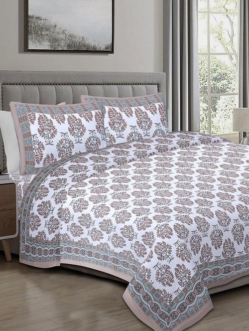 texstylers cotton 240 tc jaipuri rajasthani 108x108 inch super king bedsheet with 2 pillow covers - 17520292 - Very Small Image - 1