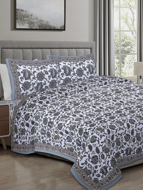 texstylers cotton 220 tc jaipuri rajasthani 108x108 inch super king bedsheet with 2 pillow covers - 17520303 - Very Small Image - 1