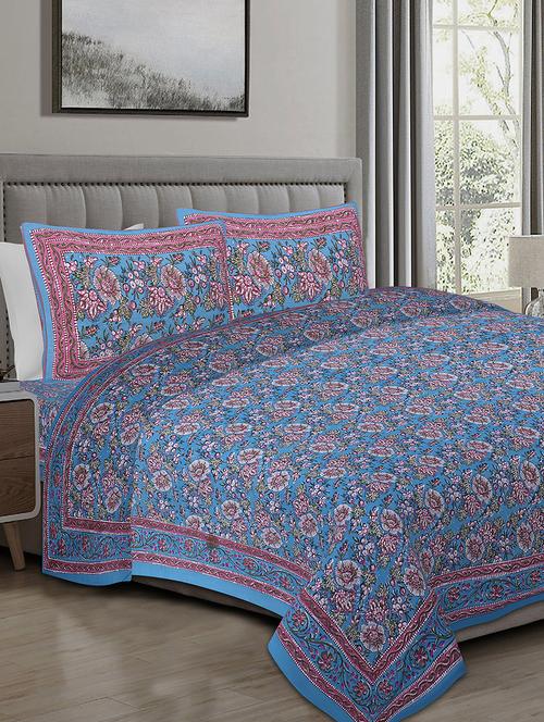 texstylers cotton 240 tc jaipuri rajasthani 108x108 inch super king bedsheet with 2 pillow covers - 17520311 - Very Small Image - 1