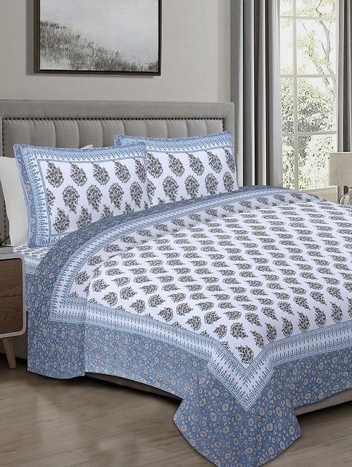texstylers cotton 220 tc jaipuri rajasthani 108x108 inch super king bedsheet with 2 pillow covers - 17520313 - Very Small Image - 1