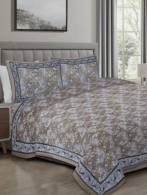 texstylers cotton 240 tc jaipuri rajasthani 108x108 inch super king bedsheet with 2 pillow covers - 17520322 - Very Small Image - 1