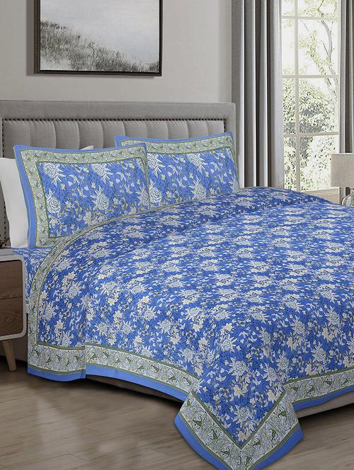 texstylers cotton 240 tc jaipuri rajasthani 108x108 inch super king bedsheet with 2 pillow covers - 17520323 - Very Small Image - 1