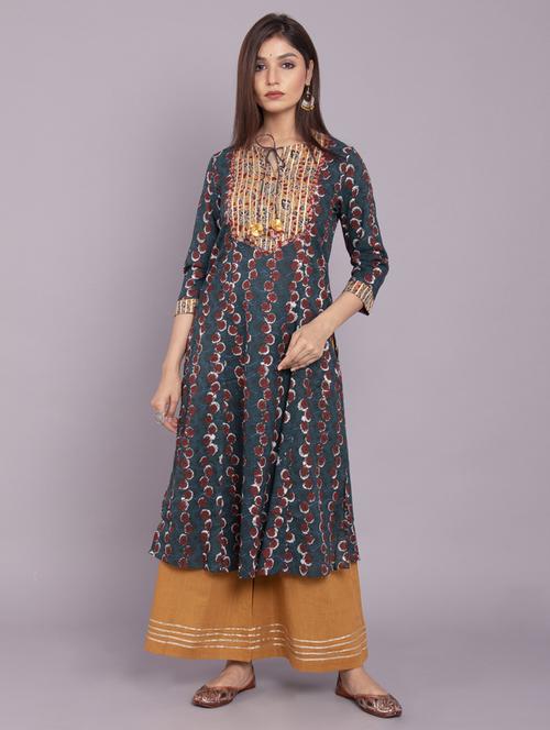 floral kurta palazzo set - 17520607 - Very Small Image - 1