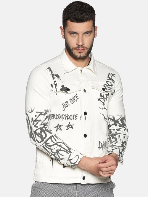 off white printed denim jacket - 17520625 - Very Small Image - 1