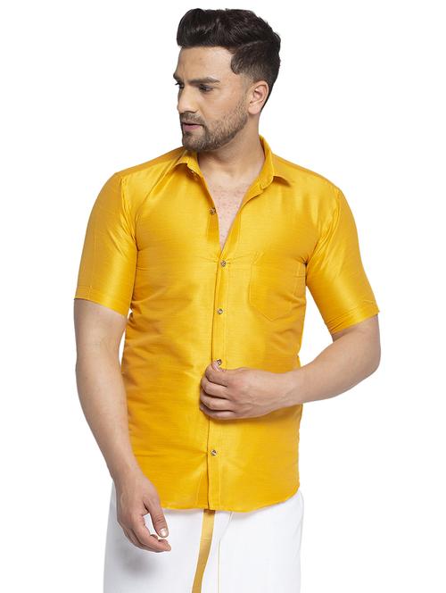 yellow solid casual shirt - 17520654 - Very Small Image - 1