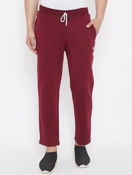 maroon solid track pant - 17521063 - Very Small Image - 1