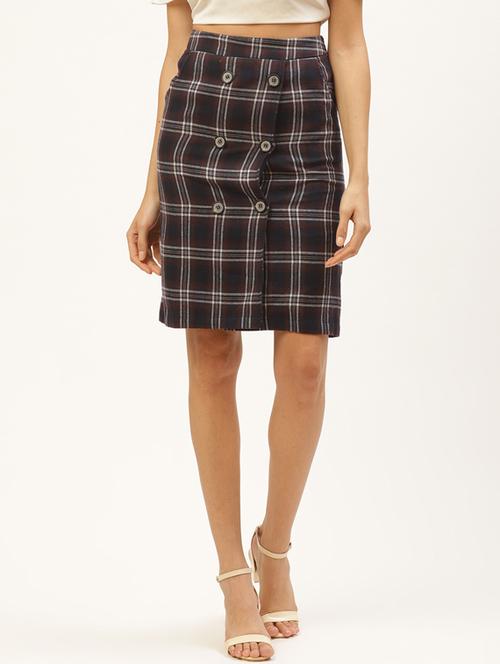 high rise checkered straight skirt - 17521102 - Very Small Image - 1