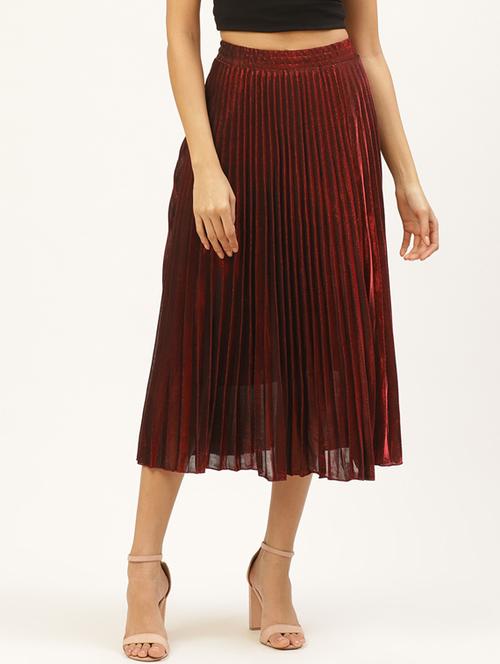high rise pleated flared skirt - 17521115 - Very Small Image - 1