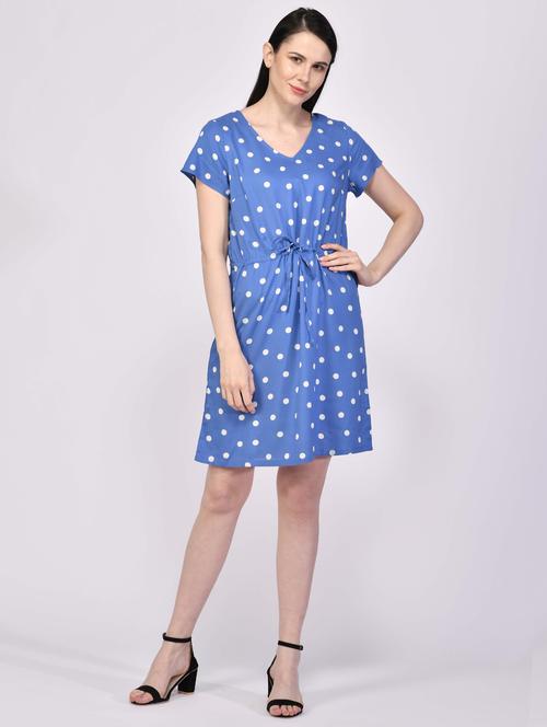 polka dot drawstring waist dress - 17521903 - Very Small Image - 1