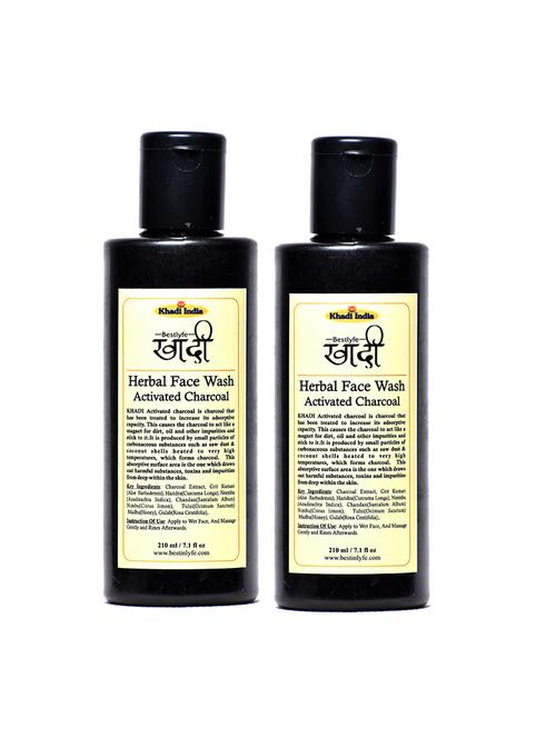 khadi india bestlyfe activated charcoal face wash (210x2)ml - 17521925 - Very Small Image - 1