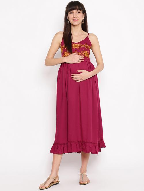 embroidered maternity wear dress - 17521950 - Very Small Image - 1