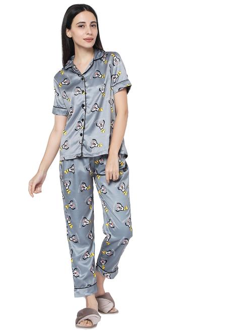 printed satin pyjama set - 17521978 - Very Small Image - 1