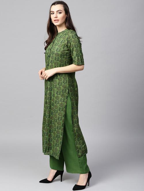 floral kurta palazzo set - 17522455 - Very Small Image - 1