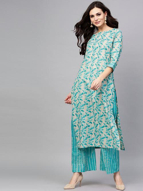 printed kurta palazzo set - 17522459 - Very Small Image - 1