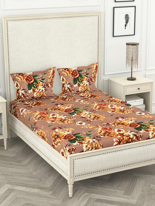 bianca 130gsm super-peached king-size double bedsheet with 2 pillow cover - deep colors & soft-finish fabric -3pc set- - 17522765 - Very Small Image - 1