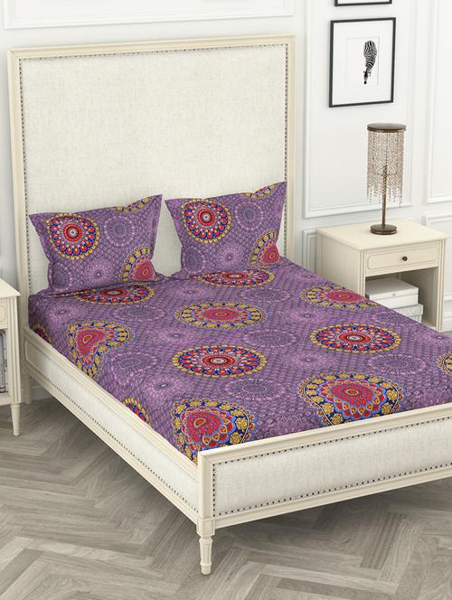 bianca 130gsm super-peached king-size double bedsheet with 2 pillow cover - deep colors & soft-finish fabric -3pc set- - 17522767 - Very Small Image - 1