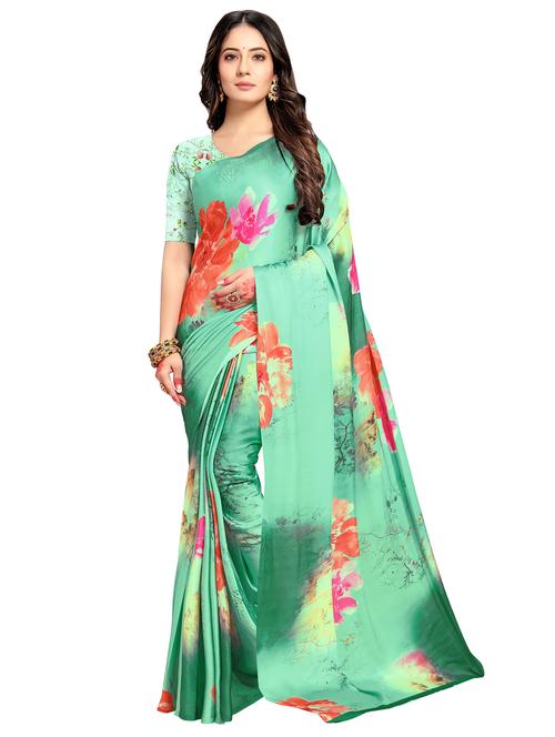 floral printed saree with blouse - 17522842 - Very Small Image - 1