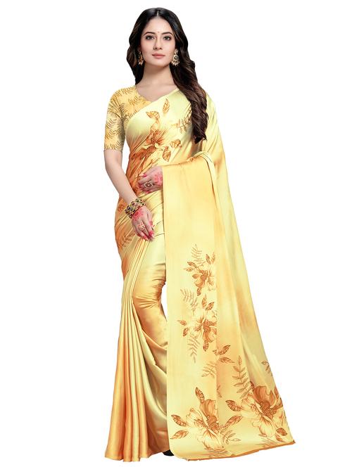floral printed saree with blouse - 17522848 - Very Small Image - 1