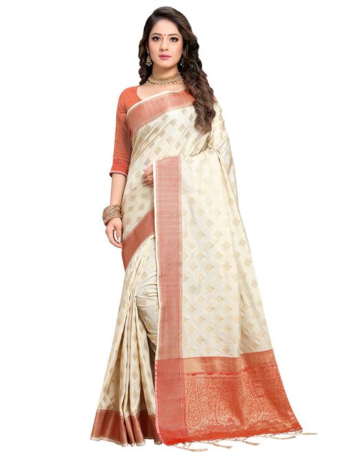 geometrical kanjivaram saree with blouse - 17523136 - Very Small Image - 1
