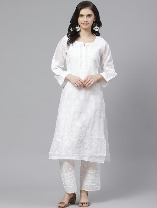 chikankari kurta palazzo set - 17523192 - Very Small Image - 1