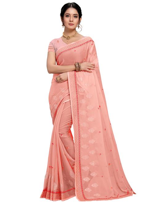zari embroidered saree with blouse - 17523206 - Very Small Image - 1