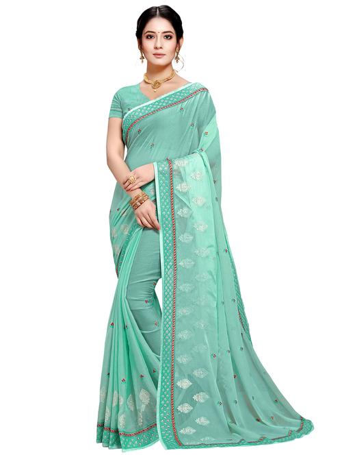 zari embroidered saree - 17523209 - Very Small Image - 1