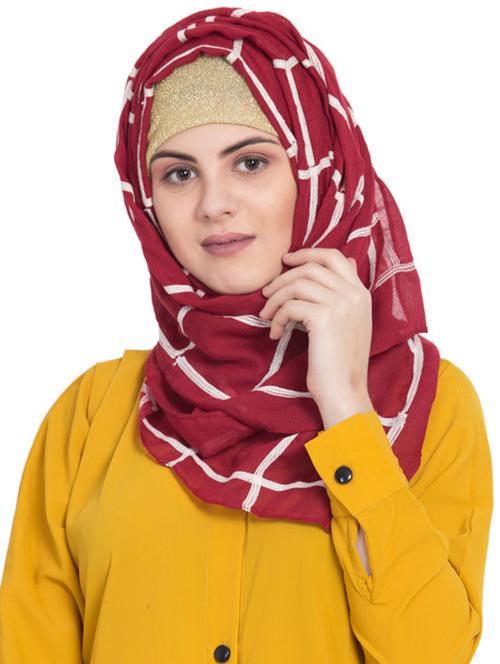 red cotton stole - 17523363 - Very Small Image - 1