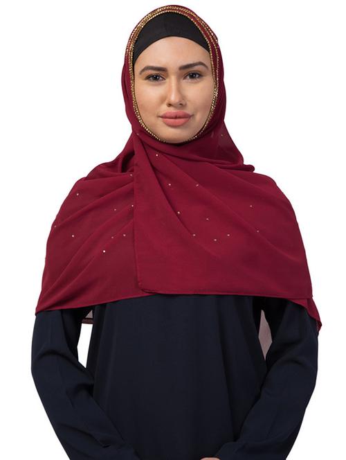 red georgette stole - 17523367 - Very Small Image - 1