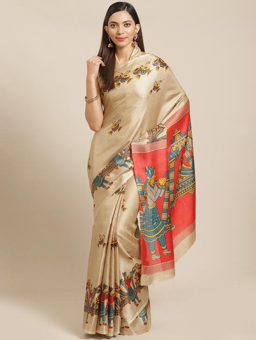 conversational printed saree with blouse - 17523766 - Very Small Image - 1