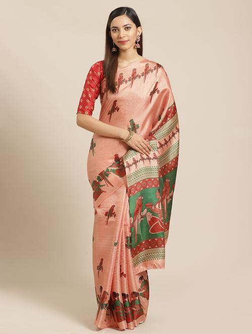 conversational printed saree with blouse - 17523777 - Very Small Image - 1