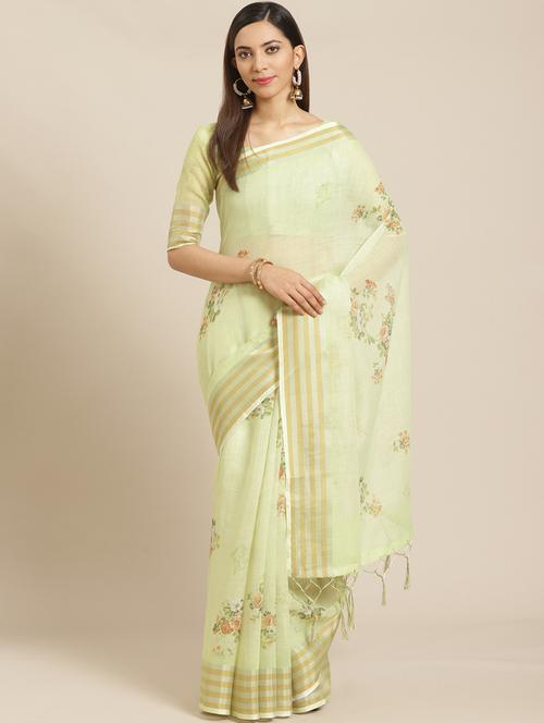floral printed saree with blouse - 17523796 - Very Small Image - 1